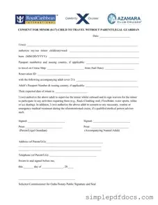 Fill Your Royal Caribbean Parental Consent Form