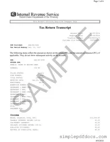 Fill Your Sample Tax Return Transcript Form
