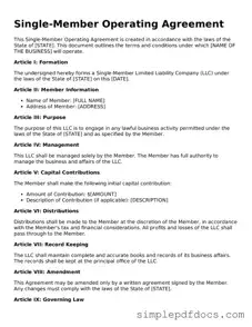 Attorney-Approved Single-Member Operating Agreement Form