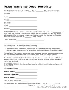 Legal Deed Document for the State of Texas