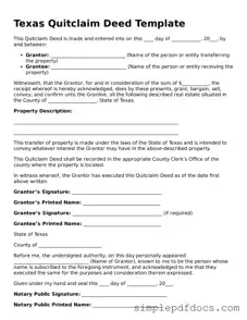 Legal Quitclaim Deed Document for the State of Texas