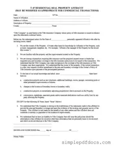 Fill Your Texas residential property affidavit T-47 Form