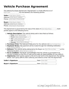 Attorney-Approved Vehicle Purchase Agreement Form