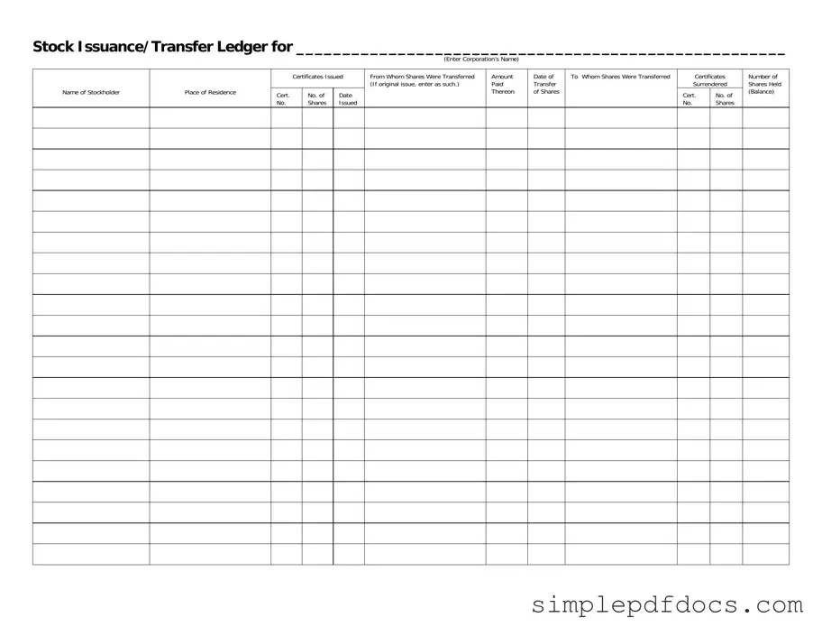 Fill Your Stock Transfer Ledger Form