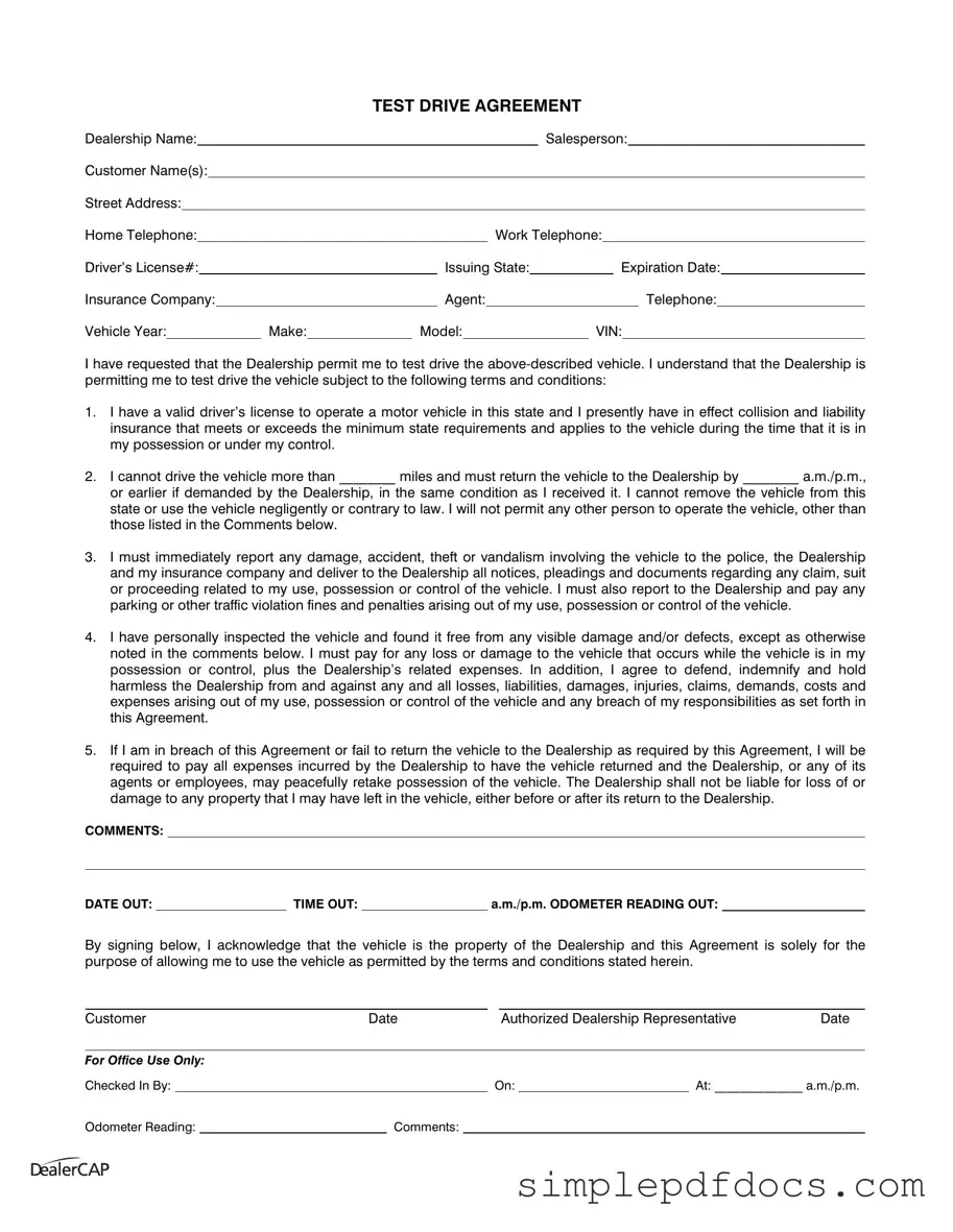 Fill Your Test Drive Form