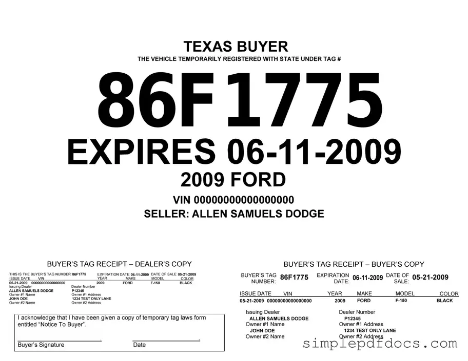 Fill Your Texas Temporary Tag Form