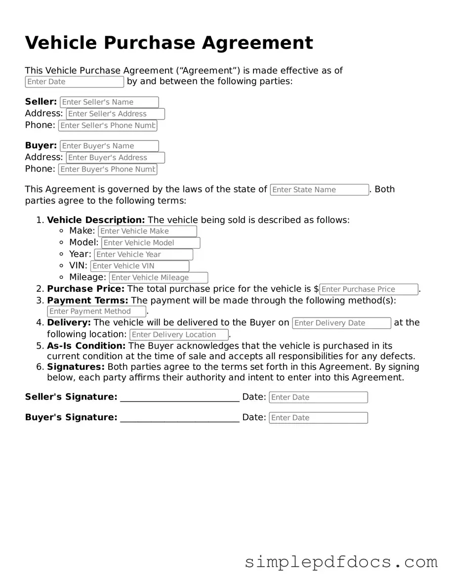 Attorney-Approved Vehicle Purchase Agreement Form