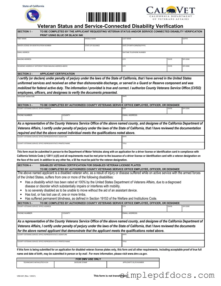 Fill Your Vsd 001 Form