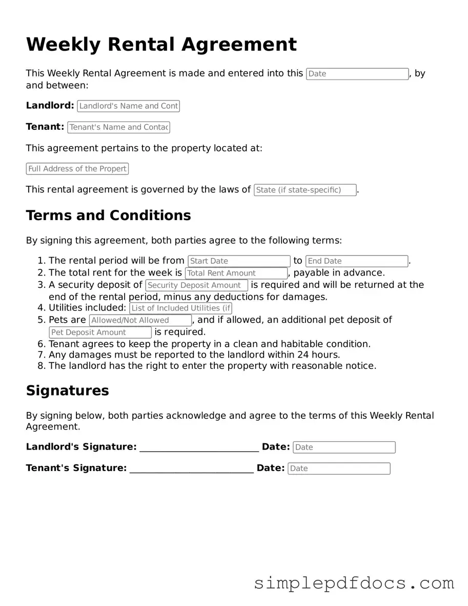 Attorney-Approved Weekly Rental Agreement Form