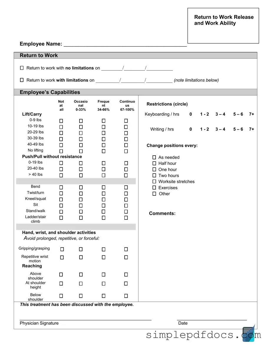 Fill Your Work Release Form